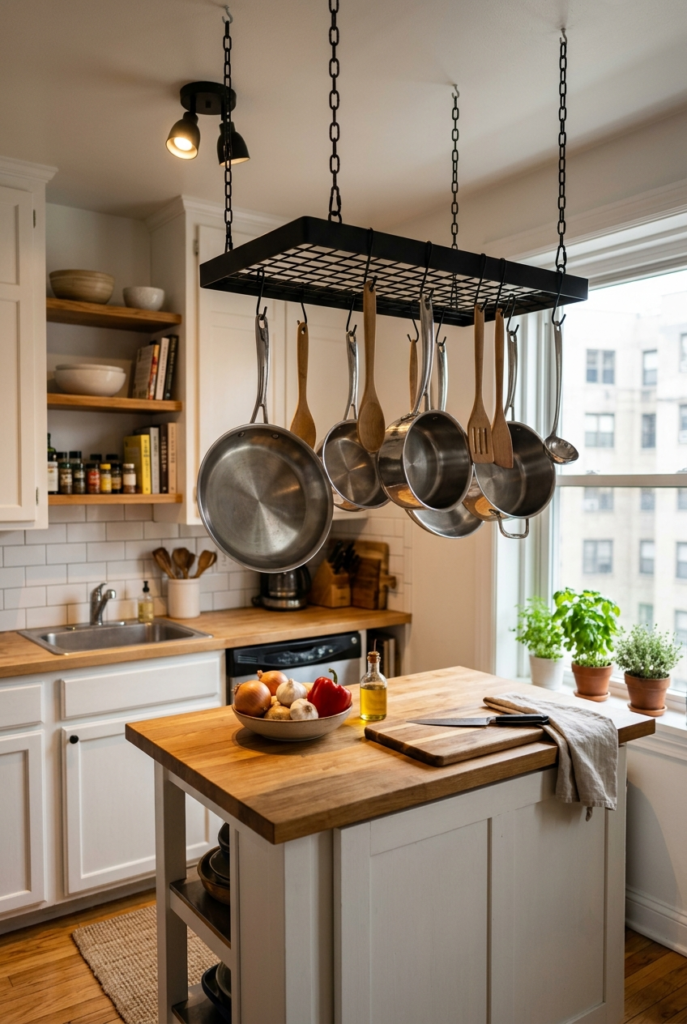 Overhead Hanging Racks for Kitchen Storage