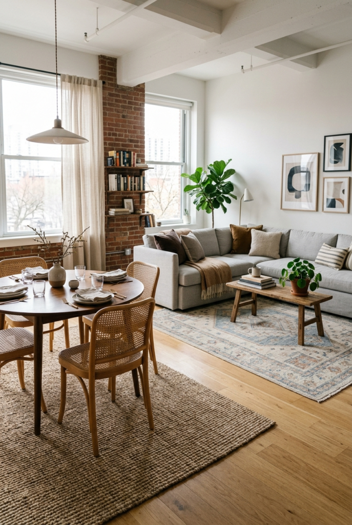 Zone Spaces with Rugs in Open Floor Plans