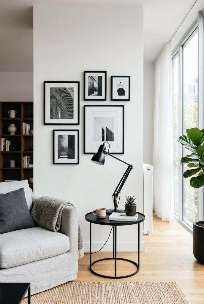High Contrast Black Accent Pieces for Grounding Rooms